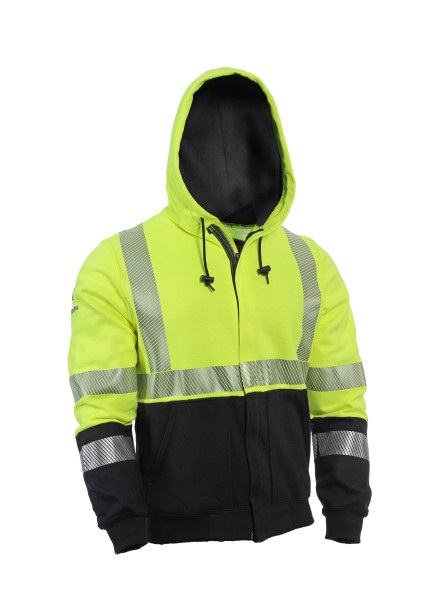 DRIFIRE FR Hi-Vis Hybrid Zip Hoodie, Class 3, Yellow/Black - Men's FR Work Wear